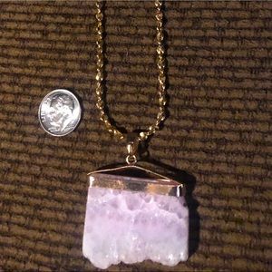 Handmade natural rose quarts stone necklace